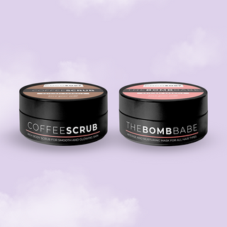 The Bomb Babe & Coffee Scrub - Körperglättung & Haarreparatur-Pflegeset