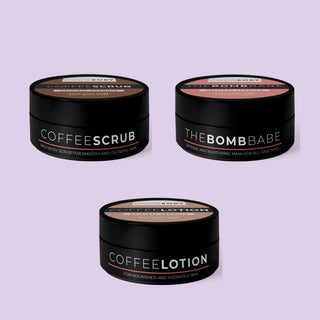 Coffee Scrub & Coffee Lotion & The Bomb Babe - Vücut ve Saç Bakım Seti