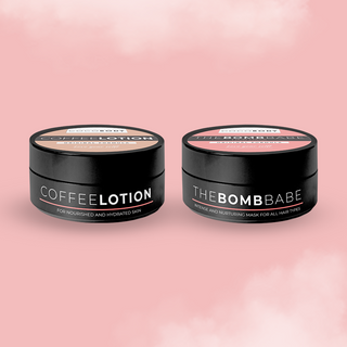 The Bomb Babe & Coffee Lotion - Vücut Yenileyici, Saç Onarıcı Bakım Seti