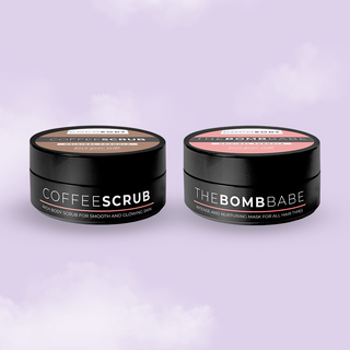 The Bomb Babe & Coffee Scrub - Vücut Pürüzsüzleştirici & Saç Onarıcı Bakım Seti